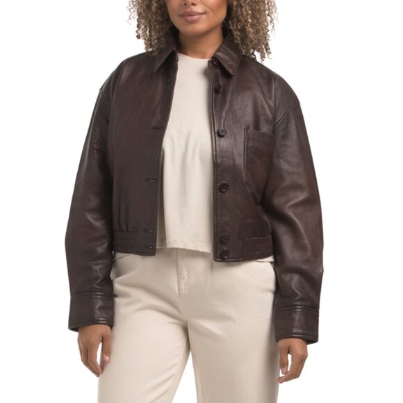 WALTER BAKER Brown Ombre Leather Irma Washed Jacket - Picture 1 of 2